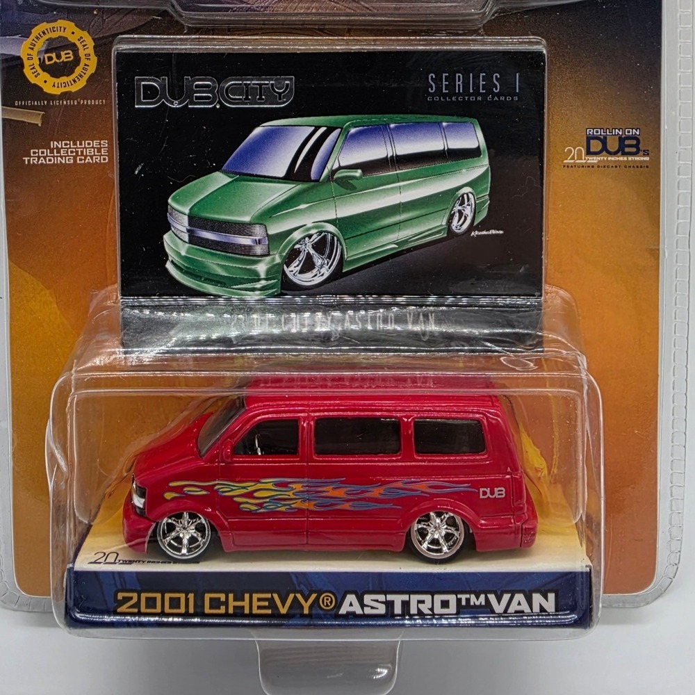 Jada Toys DUB City Series 1 2001 Chevy Astro Van Red Flames 1:64 Diecast 12002